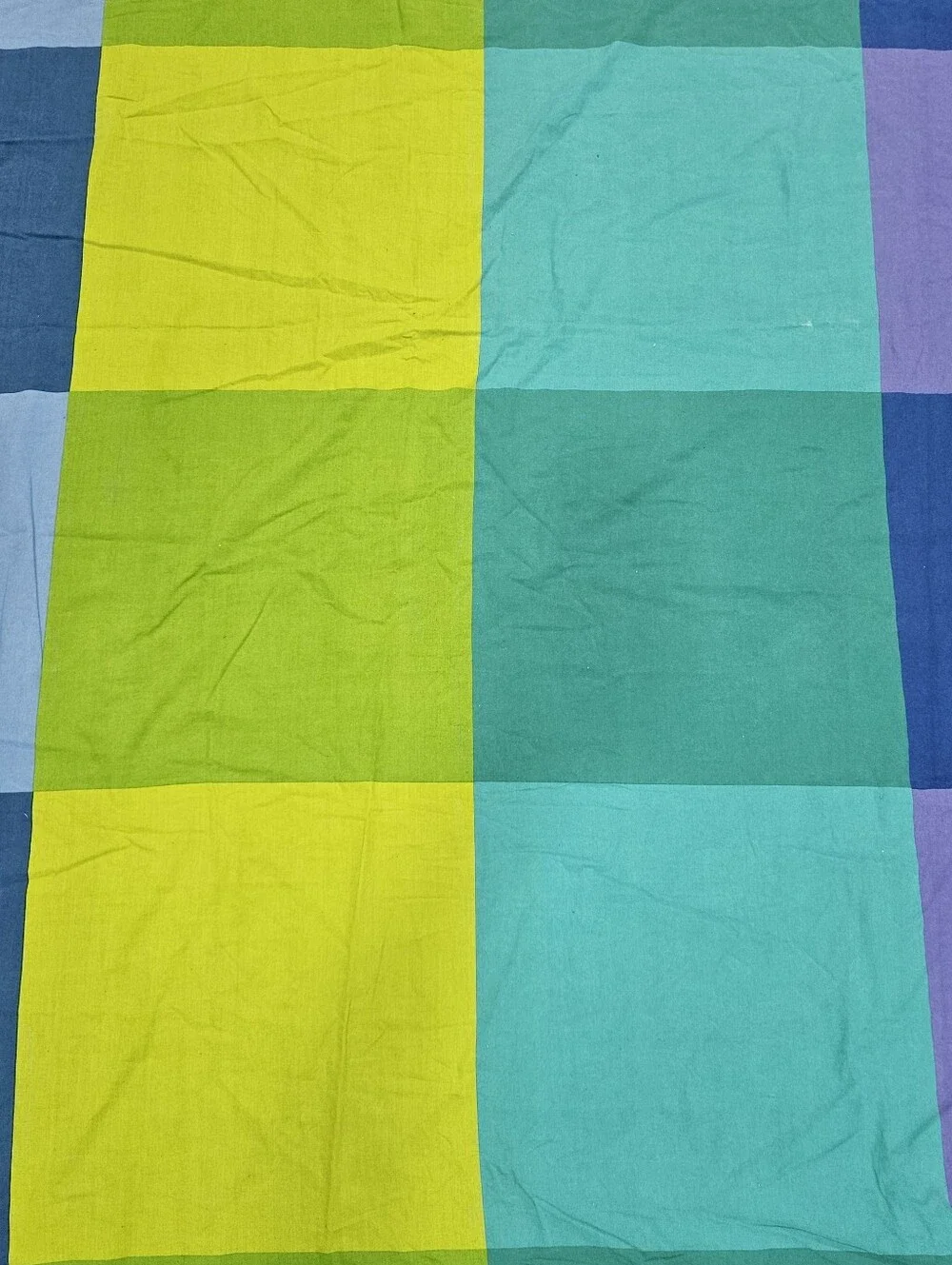 VTG IKEA Brunkrissla F/Q Duvet Cover Lime Green Blue Colorblock Cotton 90s 84x84